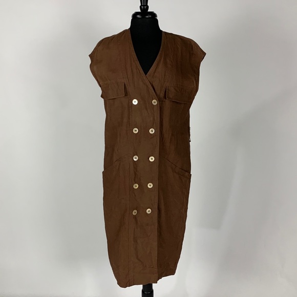 Dresses & Skirts - Vintage Linen Double Breasted Vest Dress